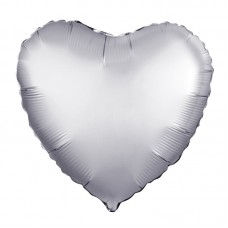 Фольгированный воздушный шар-сердце Платина сатин (48 см)