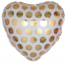 Фольгированный воздушный шар-сердце Золотые точки (46 см)