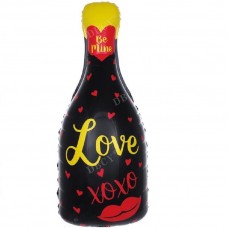 Фольгированный шар-фигура Бутылка Шампанского "Love" черный (84 см)