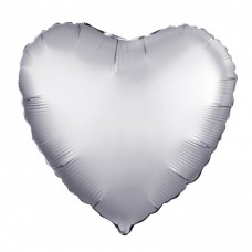 Однотонный фольгированный воздушный шар Сердце платина сатин (48 см)