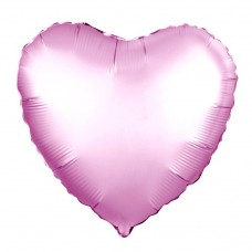 Однотонный фольгированный воздушный шар-сердце Розовый сатин (48 см)