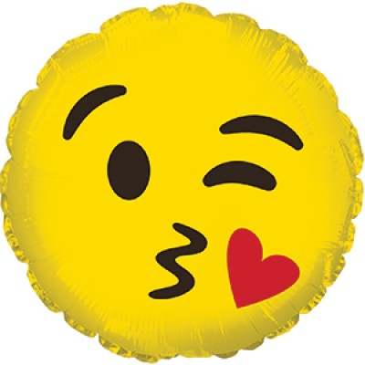 Фольгированный воздушный шар Смайл Эмоции (с поцелуем) желтый (23 см)