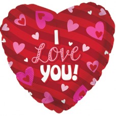 Фольгированный воздушный шар-сердце "Я люблю тебя" (сердечки) красный (46 см)
