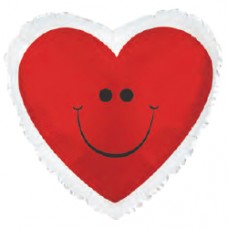 Фольгированный воздушный шар-сердце Смайл сердечко красный (46 см)