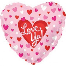 Фольгированный воздушный шар-сердце "Я люблю тебя" (маленькие сердечки) розовый (46 см)