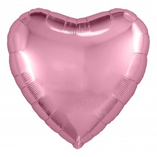 Однотонный фольгированный воздушный шар-сердце Розовый фламинго (48 см)