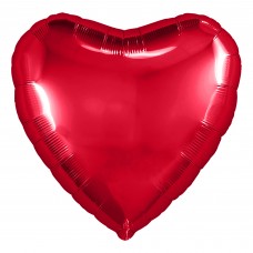 Однотонный фольгированный воздушный шар-сердце красный (48 см)