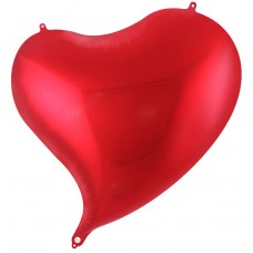 Однотонный фольгированный воздушный шар-сердце с изгибом красный (46 см)