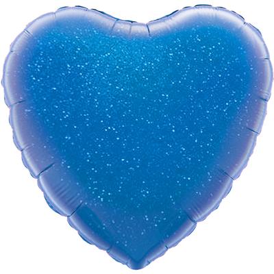 Однотонный фольгированный воздушный шар Сердце синий голография (46 см)