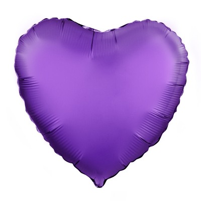 Однотонный фольгированный воздушный шар Сердце фиолетовый сатин (48 см)