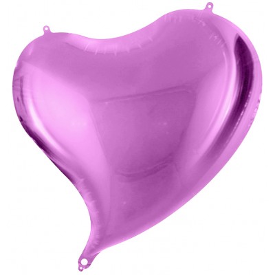 Однотонный фольгированный воздушный шар-сердце с изгибом фиолетовый (46 см)