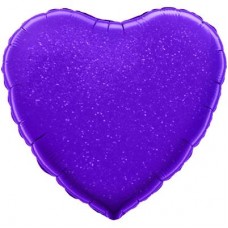 Однотонный фольгированный воздушный шар Сердце фиолетовый голография (46 см)