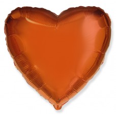 Однотонный фольгированный воздушный шар Сердце оранжевый (46 см)