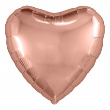Однотонный фольгированный воздушный шар Сердце розовое золото (48 см)