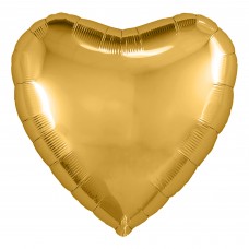 Однотонный фольгированный воздушный шар Сердце золото (48 см)