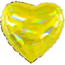 Однотонный фольгированный воздушный шар-сердце Перламутровый блеск золото голография (46 см)