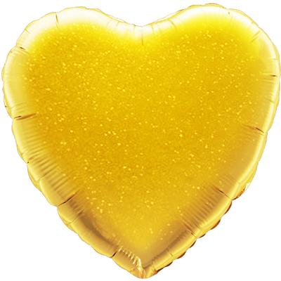 Однотонный фольгированный воздушный шар Сердце золотое голография (46 см)