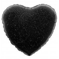 Однотонный фольгированный воздушный шар Сердце черный голография (46 см)