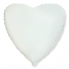 Однотонный фольгированный воздушный шар Сердце белый (81 см)