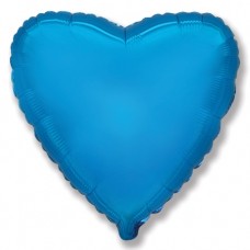 Однотонный фольгированный воздушный шар Сердце синий (81 см)