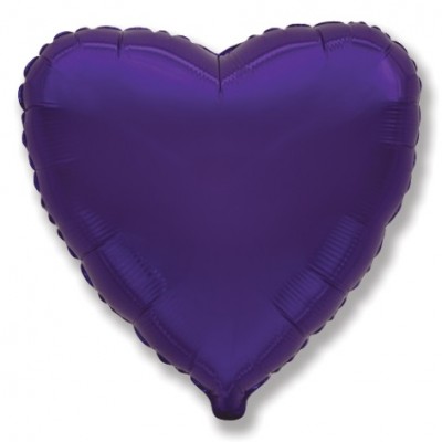 Однотонный фольгированный воздушный шар Сердце фиолетовый (81 см)
