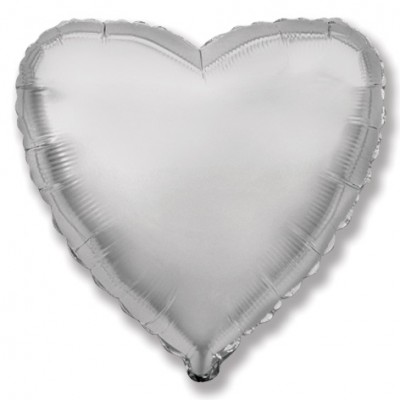 Однотонный фольгированный воздушный шар Сердце серебро (81 см)