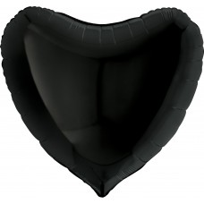 Однотонный фольгированный воздушный шар Сердце черный (91 см)