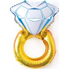 Фольгированный шар-фигура Кольцо с бриллиантом золото (69 см)