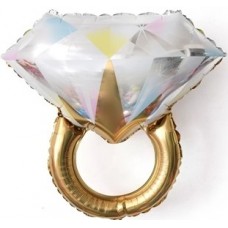 Фольгированный шар-фигура Кольцо с бриллиантом золото (69 см)