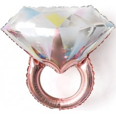Фольгированный шар-фигура Кольцо с бриллиантом розовое золото (69 см)