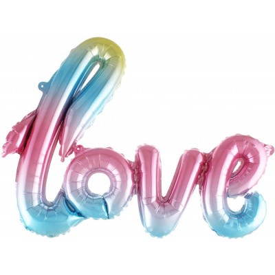 Фольгированный шар-фигура надпись "LOVE" нежная радуга градиент (104 см)