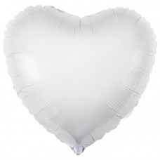 Однотонный фольгированный воздушный шар-сердце белый (48 см)
