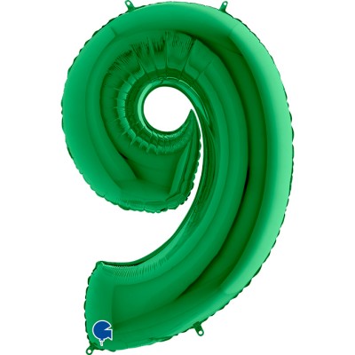 Шар (40''/102 см) Цифра, 9, Зеленый