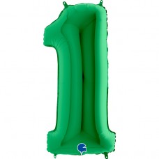 Шар (40''/102 см) Цифра, 1, Зеленый