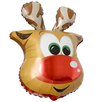 Фольгированный воздушный шар-фигура голова "Веселый олень" (66 см)