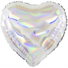 Фольгированный воздушный шар-сердце Перламутровый блеск серебро голография (46 см)