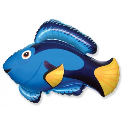 Фольгированный воздушный шар-фигура Рыба флаговый хирург голубой (56 см)
