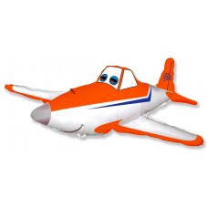 Фольгированный воздушный шар-фигура Гоночный самолет оранжевый (112 см)