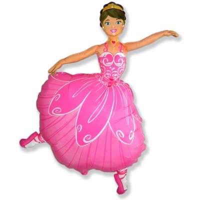 Фольгированный воздушный шар-фигура Балерина розовый (102 см)