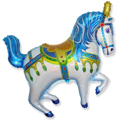 Фольгированный воздушный шар-фигура Лошадь ярмарочная синий (99 см)
