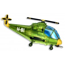 Фольгированный воздушный шар-фигура Вертолет зеленый (97 см)