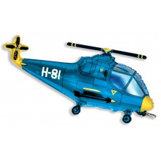 Фольгированный воздушный шар-фигура Вертолет синий (97 см)