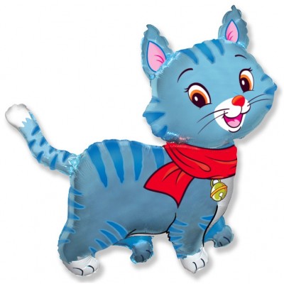 Фольгированный воздушный шар-фигура Любимый котенок синий (81 см)