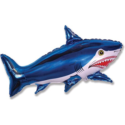 Фольгированный воздушный шар-фигура Страшная акула синий (107 см)