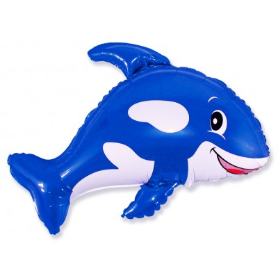 Фольгированный воздушный шар-фигура Морская касатка синий (89 см)