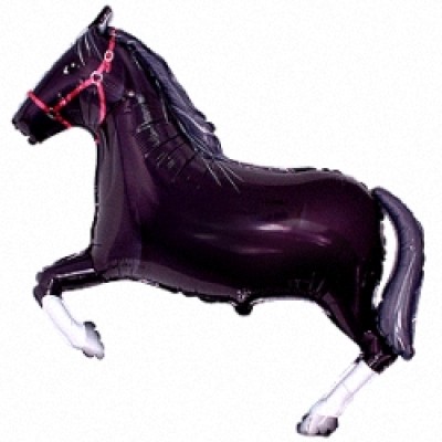 Фольгированный воздушный шар-фигура Лошадь черный (107 см)