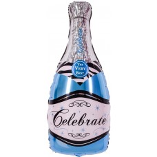 Фольгированный воздушный шар-фигура Бутылка шампанского голубой (99 см)