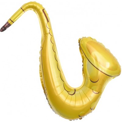 Фольгированный воздушный шар-фигура Саксофон золото (71 см)