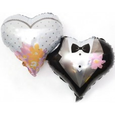 Фольгированный воздушный шар-фигура Сердце невеста и жених (91 см)