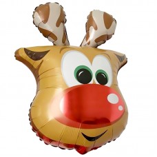 Фольгированный воздушный шар-фигура голова Веселый Олень (66 см)